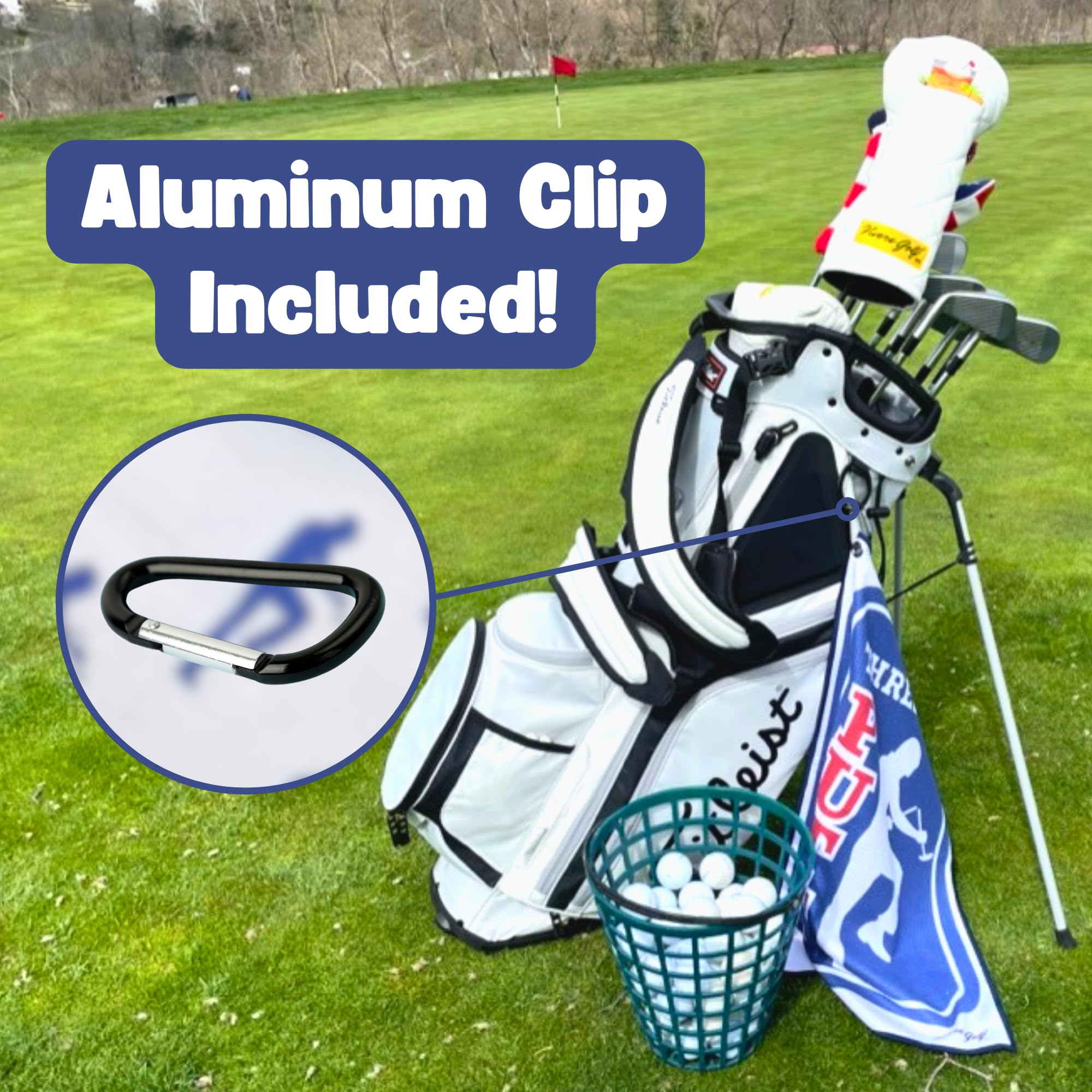 Three Putt Funny Golf Towel for Golf Bag | Golf Towels for Men, Golf Accessories for Men | Microfiber Fabric, Designs On Front & Back, Clip Included (16x24in)