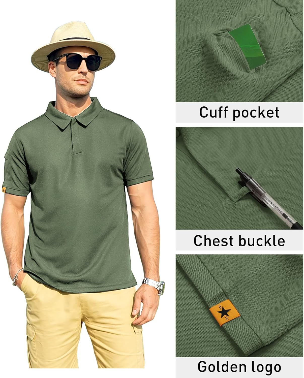 ZITY Men's Polo Shirt - Short Sleeve Tactical Golf Tee for Casual Athletic Wear | Stylish Collared Design