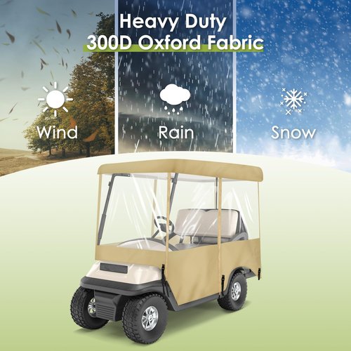 SHANTRA Golf Cart Enclosure, Golf Cart Cover for 2 Passengers with 4-Sided Transparent Windows, Portable & Universal Rain Cover with Carrying Bag - 54 x 41 x 53 inch, Waterproof