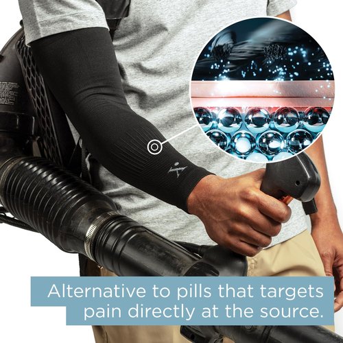 NUFABRX Medicine-Infused Pain Relieving Arm and Elbow Compression Sleeve for Men and Women with Arm/Elbow Pain, Arthritis, Tennis Elbow, Muscle Pain, and Muscle Soreness (1)