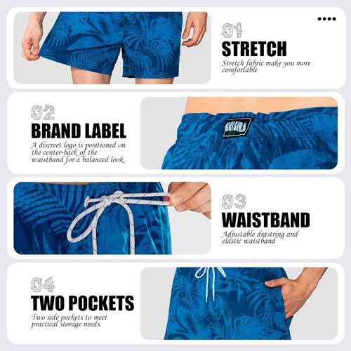 BRISIRA Men's Swim Trunks - Quick Dry 5-Inch Bathing Suits with Compression Liner & Pockets