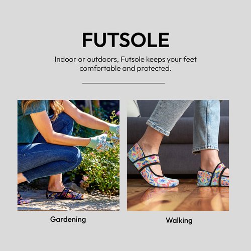 Nufoot Futsole Women's Soft-Sided Shoes for Indoors/Outdoors, Foldable & Flexible Footwear for Sport, Exercise, Yoga or Travel, Dance Shoes, Butterfly Large