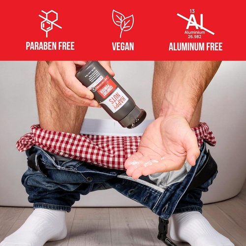 HAPPY NUTS Comfort Powder Deodorant for Men - Anti-Chafing & Odor Control, Aluminum-Free, 4 oz (Original Scent)