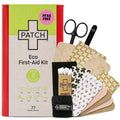 Patch Eco First Aid Kit, Assorted Hypoallergenic Adhesive Sizes Large and Small Bandages for Sensitive Skin, Essential Medical Supplies in a Reusable Tin, Latex Free, Sensitive Skin Bandages, 77 ct