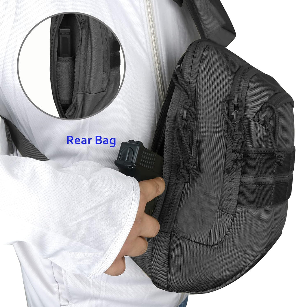Skiennix Tactical Sling Chest Bag - Compact EDC Shoulder Pack for Concealed Carry | Dual Holster Design