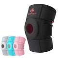 Kuangmi Knee Brace with Side Stabilizers & Patella Gel Pad,Adjustable Compression Knee Support with Arthritis Relief,Injury Recovery,Running,Weightlifting,Climbing(Black,2-Springs,S/M