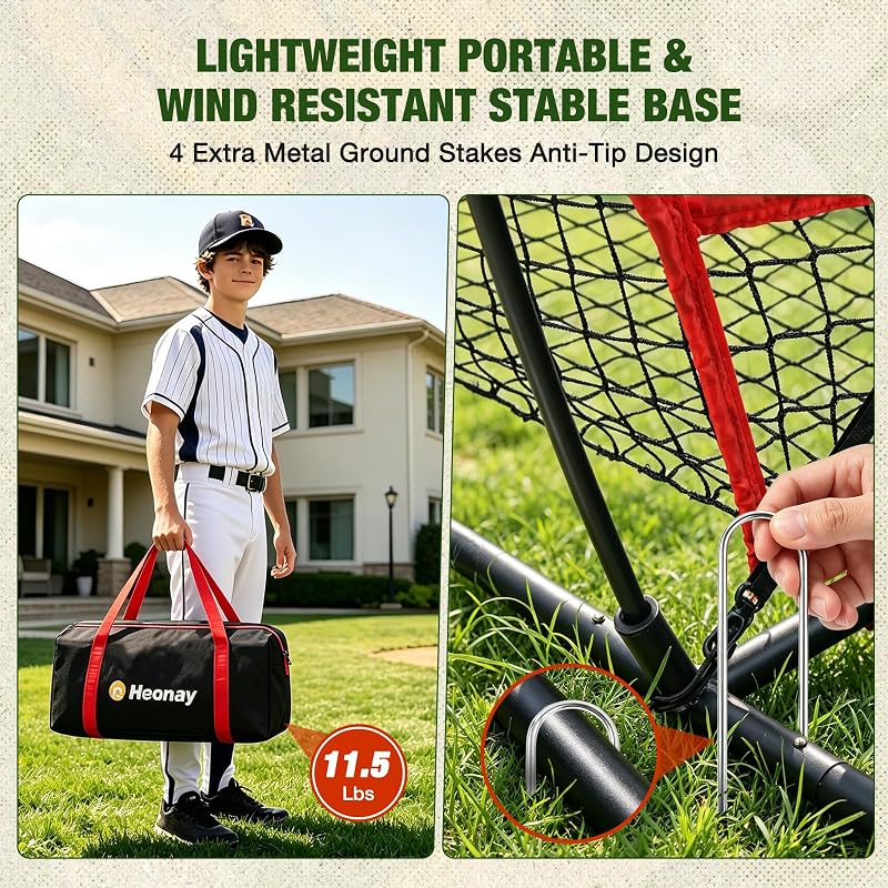 6x6ft Baseball Hitting Net | 5-Minute Quick Setup, Red