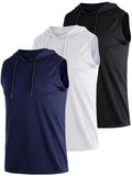 3 Pack Men's Quick Dry Mesh Tank Tops – Sleeveless Hooded Sports Shirts, Black White Blue 4X-Large (Variation)