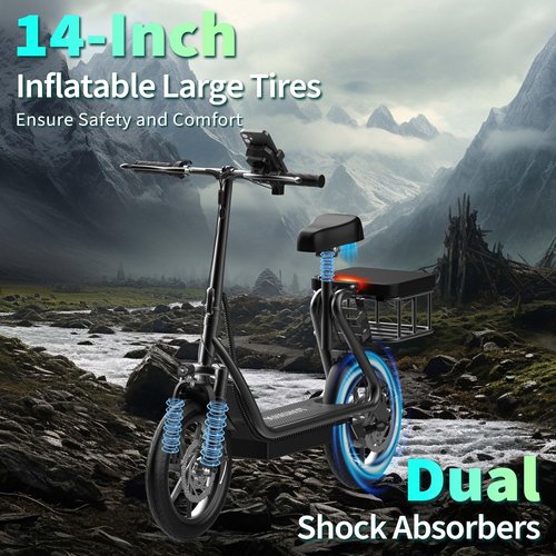 MAXSHOT Electric Scooter for Adults - High-Speed 350W/500W Motor, 21-28 Miles Range, Dual Suspension, Folding Design