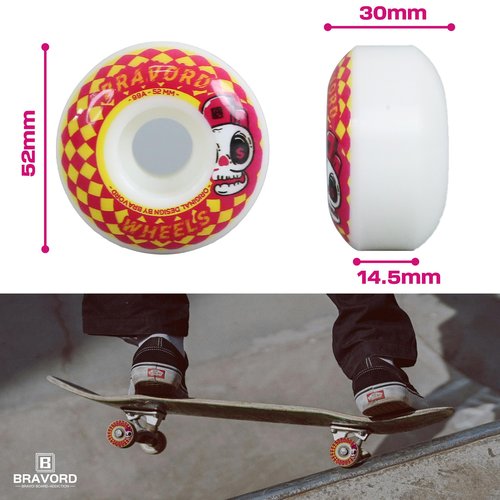 BRAVORD Classic Skateboard Wheels, 52mm 99A Skateboard Wheel for Trick, Street–Pack of 4