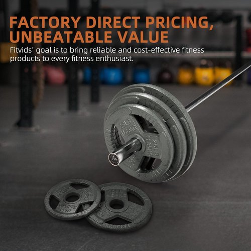 Fitvids 2 Inch Olympic Barbell Weight Plates Set, 70 LB(2.5-10 LB) Barbell Weight Set for Home Gym Strength Training, Triple-handle Design