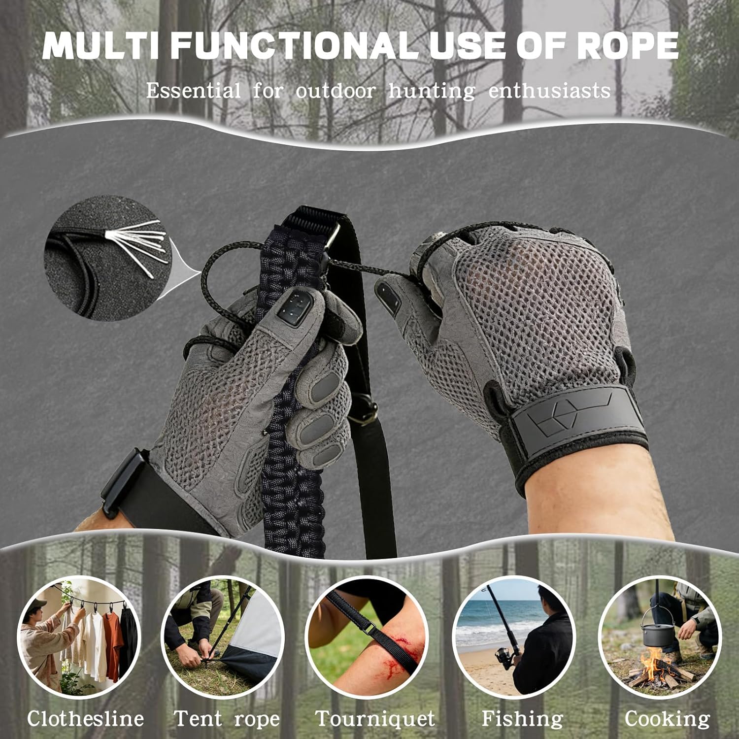 Skiennix Adjustable Paracord Rifle Sling - Heavy-Duty 2-Point Design for Hunting | Includes Swivel Mount