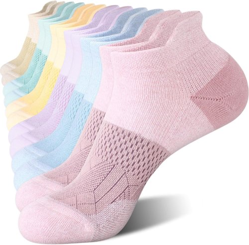 FITRELL Ankle Running Socks - 5-6 Pairs of Cushioned Low Cut Athletic Socks for Women