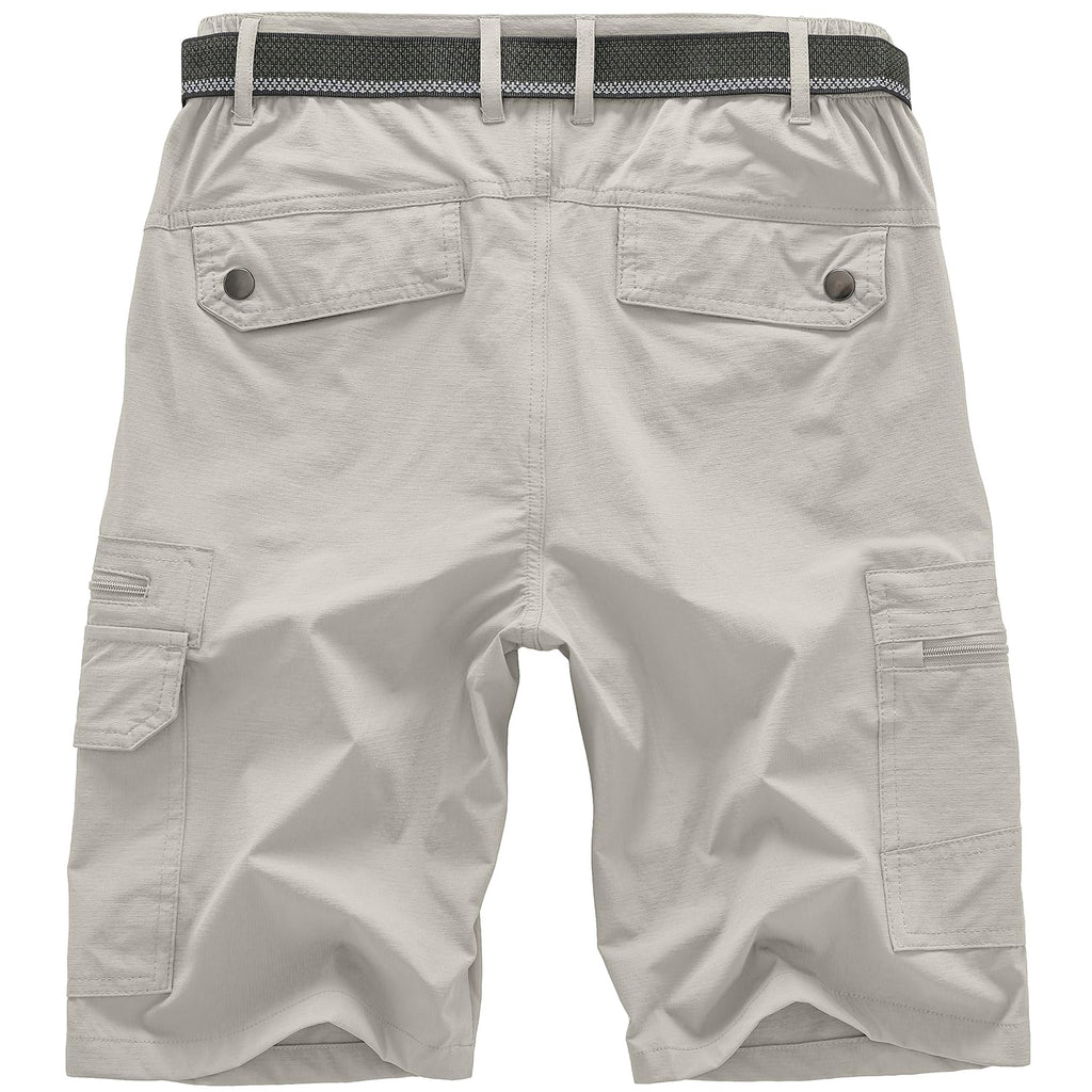 Jessie Kidden Mens Outdoor Casual Expandable Waist Lightweight Water Resistant Quick Dry Fishing Hiking Shorts (6222 Beige Apricot 34)