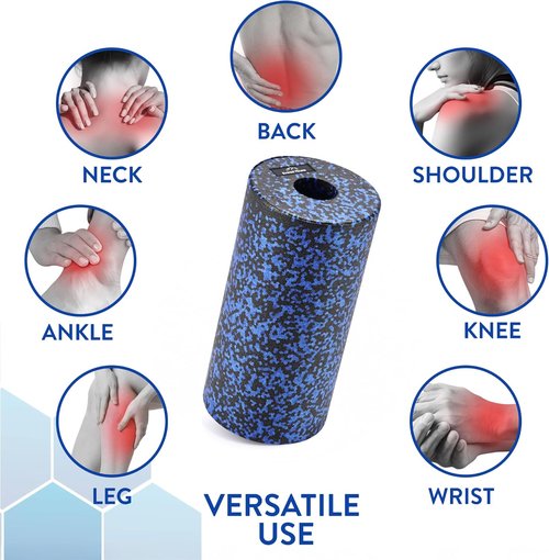 Foam Roller - Medium Density Foam for Deep Tissue Massage | Relieve Back Pain - Black/Blue