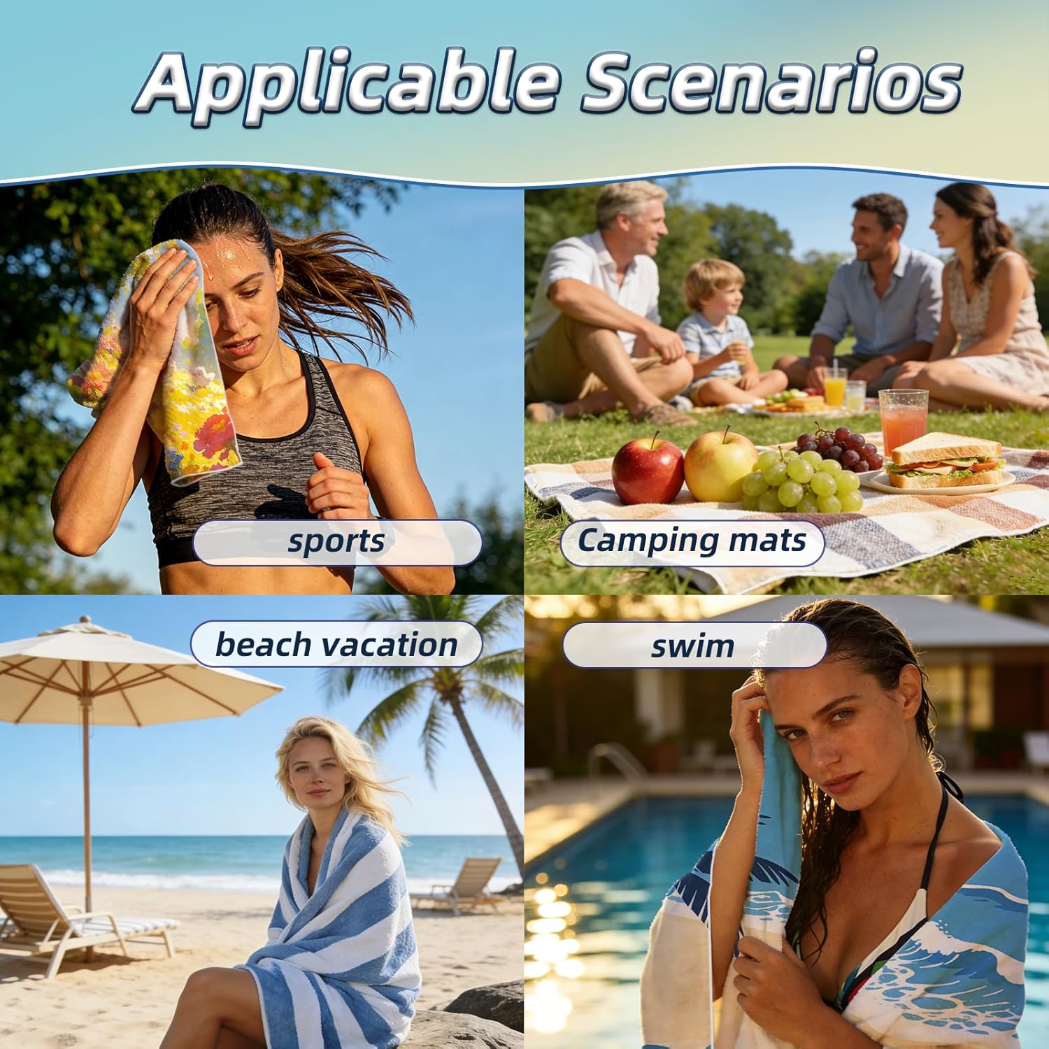 Skiennix Microfiber Beach Towel - Soft, Absorbent & Quick-Dry | Colorful Design for Travel & Pool