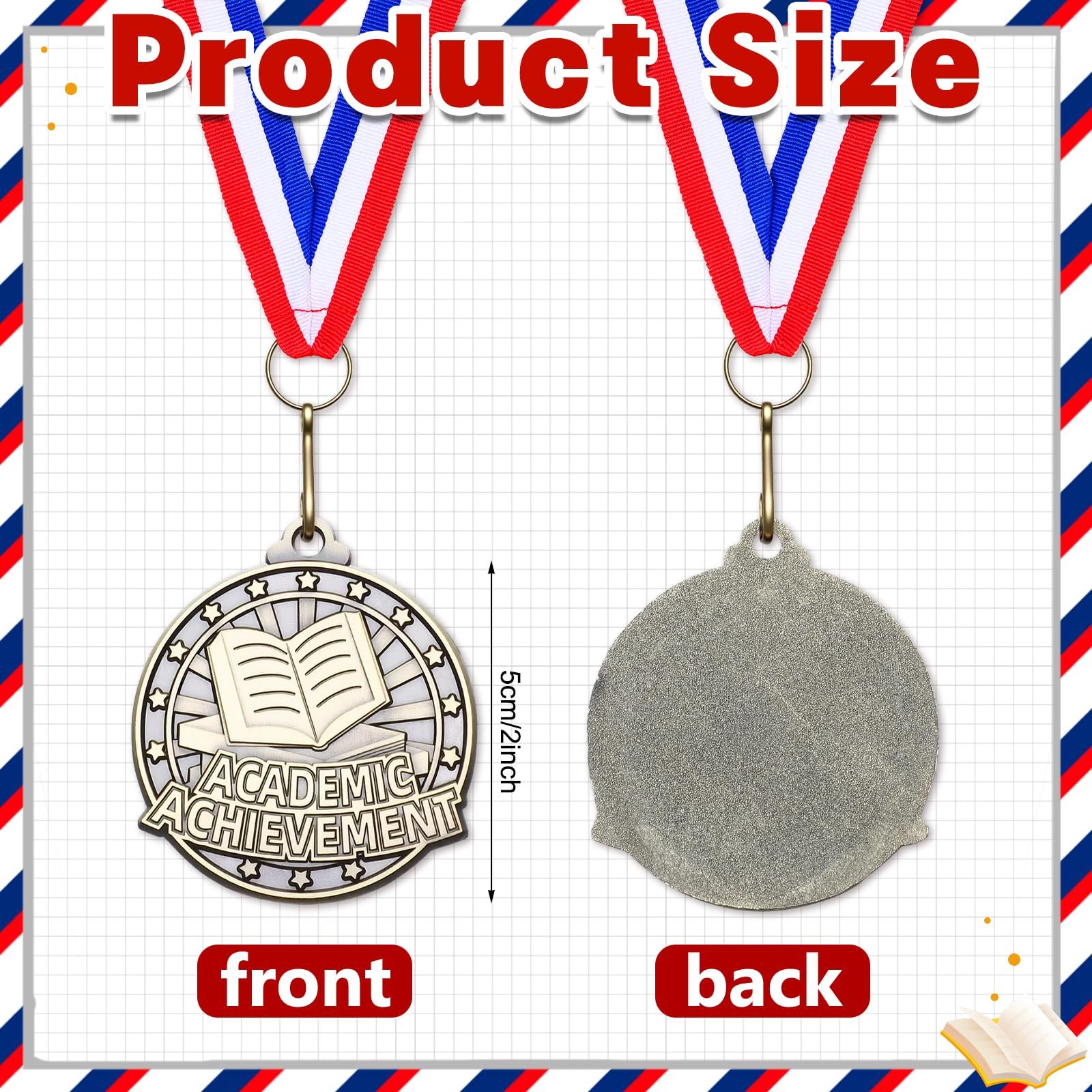 Quelay 30 Pcs 2'' Medals for Awards Winner Bulk with Neck Ribbons Metal Trophy Award Prize Gift for Kids Students Adults School Graduation Participation Competitions(Academic Achievement)