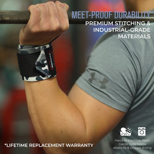 Rip Toned Wrist Wraps for Weightlifting – USPA & USAPL Approved 18" Wrist Straps for Powerlifting – Adjustable, Durable Gym Wraps with Thumb Loop – Quality Support for Men & Women – Green Camo Flex