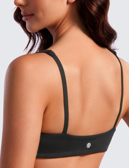 CRZ YOGA Sports Bra - Butterluxe Square Neck Wireless Padded Cami Crop Top for Women