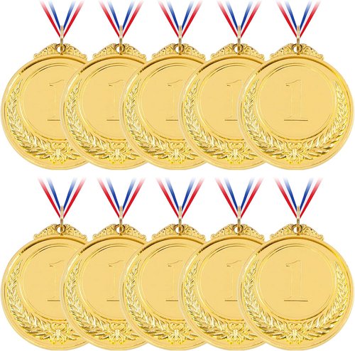 Hilitchi 10Pcs Olympic Style Winner Medals - Premium Award Medals with Ribbons