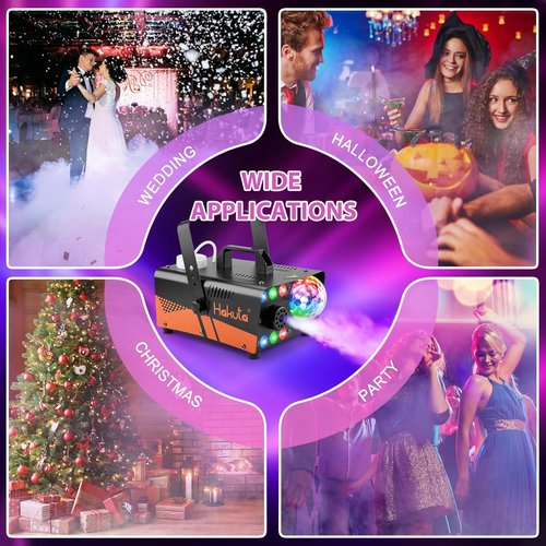 HAKUTA Fog Machine - 3000 CFM Smoke Machine with Disco Ball & LED RGB Lights | Perfect for Parties & Events