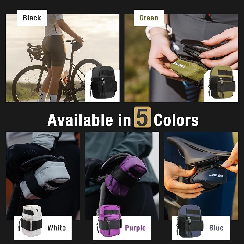 Secure Hook & Loop Saddle Bag 0.5L Medium Black - Bicycle Bike Accessory