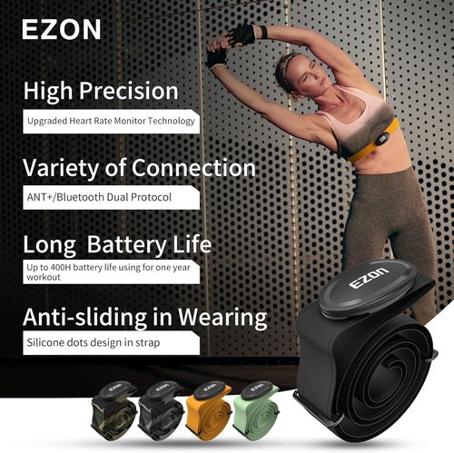C009Pro Heart Rate Monitor Chest Strap - BLE 5.1 & ANT+ Compatible | 400H Battery Life for Running, Cycling & Gym