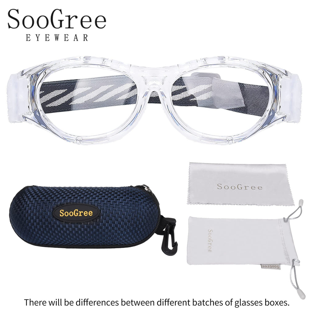 SooGree Kids Sport Goggles Basketball Football Safety Goggles Glasses Boys Safety Eyewear Anti Shock Collision Glasses Frame 7-14 (Transparent)