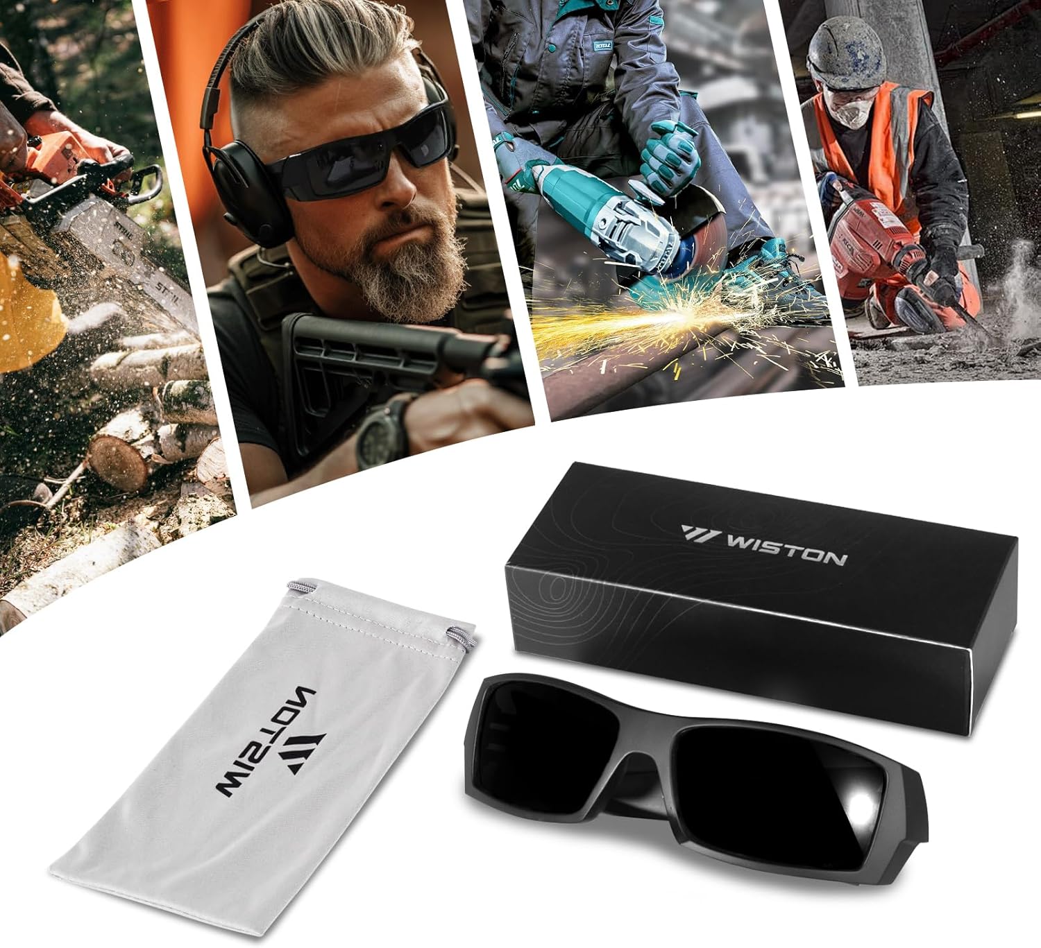 WISTON Z87 Sunglasses - UV400 Wrap-Around Safety Glasses for Men | Ideal for Sports & Work