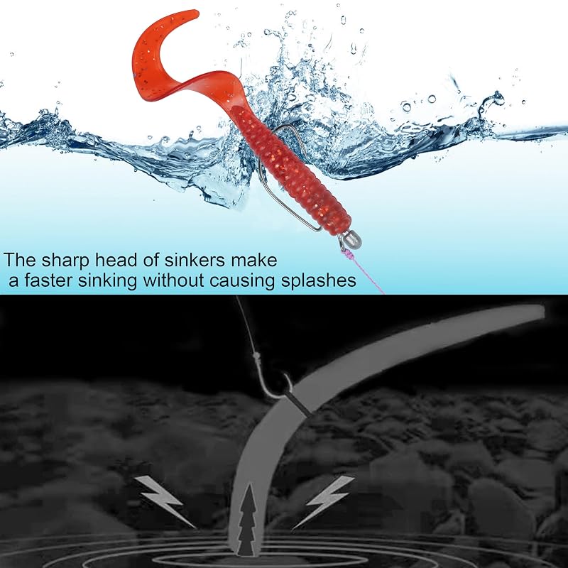 Nail Sinkers Kit 50pcs for Soft Plastic Worms & Wacky/Neko Rig - 4 Sizes