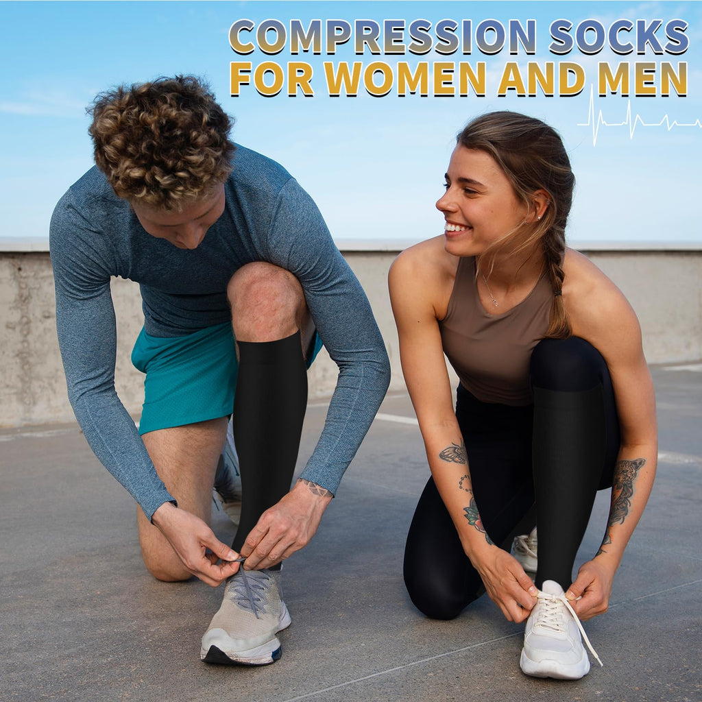 Sooverki Graduated Copper Compression Socks for Men & Women Circulation 8 Pairs 15-20mmHg - Best for Running Athletic Cycling