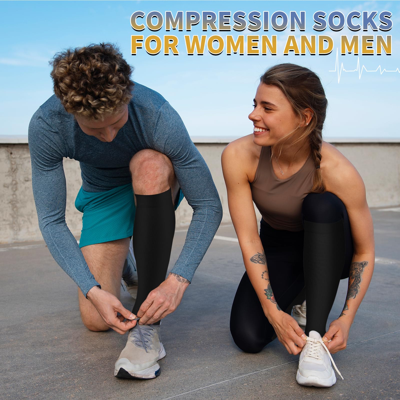 Sooverki Graduated Copper Compression Socks for Men & Women Circulation 8 Pairs 15-20mmHg - Best for Running Athletic Cycling
