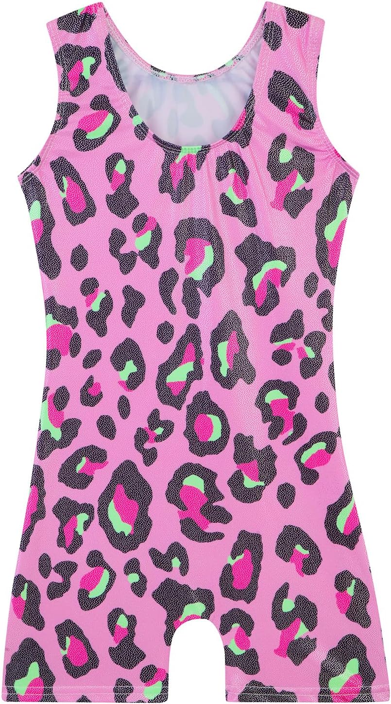 Skiennix Leotards for Girls - Shiny Rainbow Mermaid Unicorn Design | Toddler Dance Wear in Blue & Hot Pink