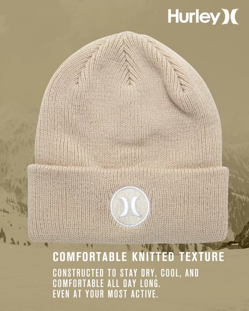 Hurley Beanie for Men Women - Classic Cable Knitted Skull Cap, Lightweight Winter Hat for Men and Women, Size One Size, Oatmeal