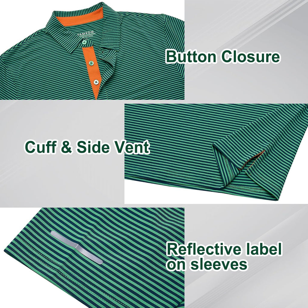 Skiennix Men's Golf Polo Shirt - Moisture-Wicking, High-Performance, Short Sleeve, Striped Design