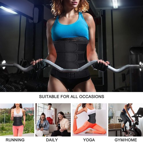 Eleady Wowen Sauna Waist Trainer Trimmer Belt for Weight Loss Corset Slimming Body Shaper Cincher Workout Sweat Sport Girdles (Black, X-Large)