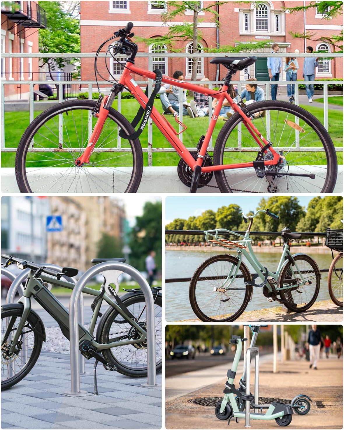 Sportneer Bike Lock - High Security 5-Digit Combination Chain Lock | Keyless Design, 3.2/3.6/4ft Length, 4/6mm Thickness