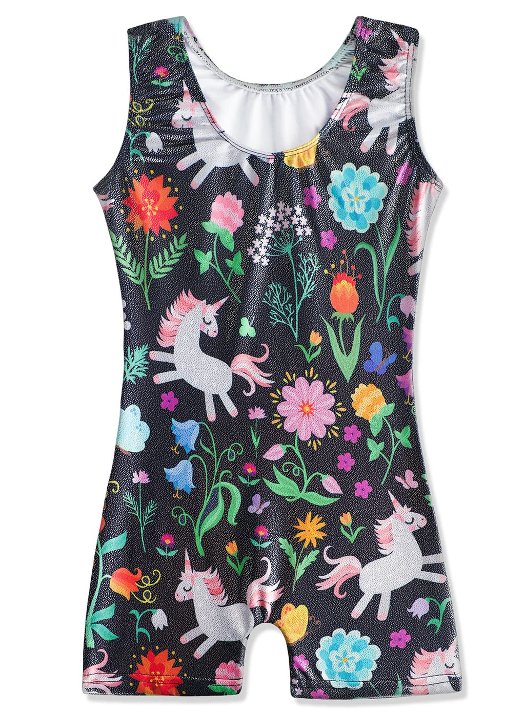 HOZIY Gymnastics Leotards for Girls with Shorts Floral Flower Black 6t Biketard Size 6-7 Years Old 7yr Old Tumbling Outfits Para Gimnasia Kids Bodysuits Clothes Clothing Sparkly