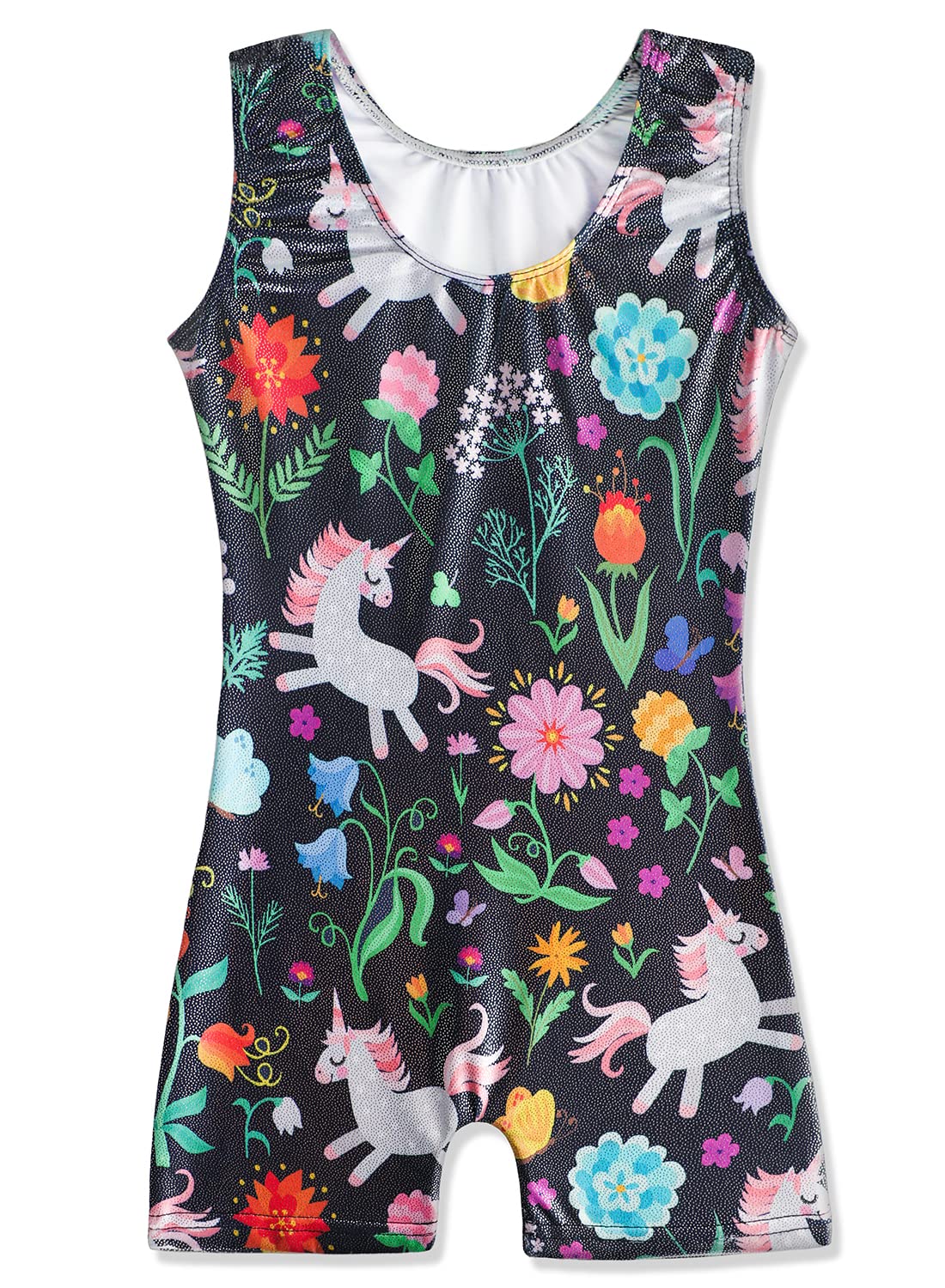 HOZIY Gymnastics Leotards for Girls with Shorts Floral Flower Black 6t Biketard Size 6-7 Years Old 7yr Old Tumbling Outfits Para Gimnasia Kids Bodysuits Clothes Clothing Sparkly