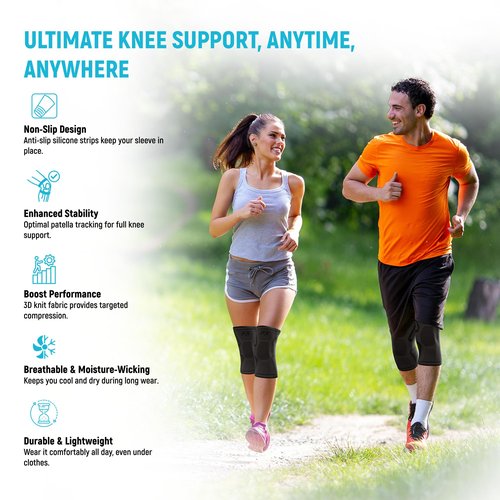 PX Compression Knee Brace for Women & Men, 2 Pack Knee Brace for Meniscus Tear, Torn ACL, Running Workout, Sports - Black Machine Washable Knee Support Sleeve for Arthritis Pain Relief – XXXL Pair