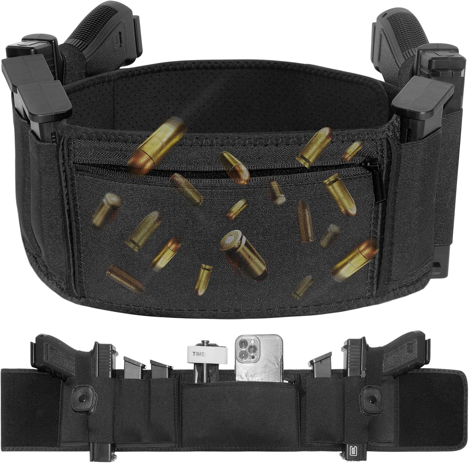 Skiennix Belly Band Holster - Ambidextrous Concealed Carry for Most Pistols & Revolvers | Adjustable Fit