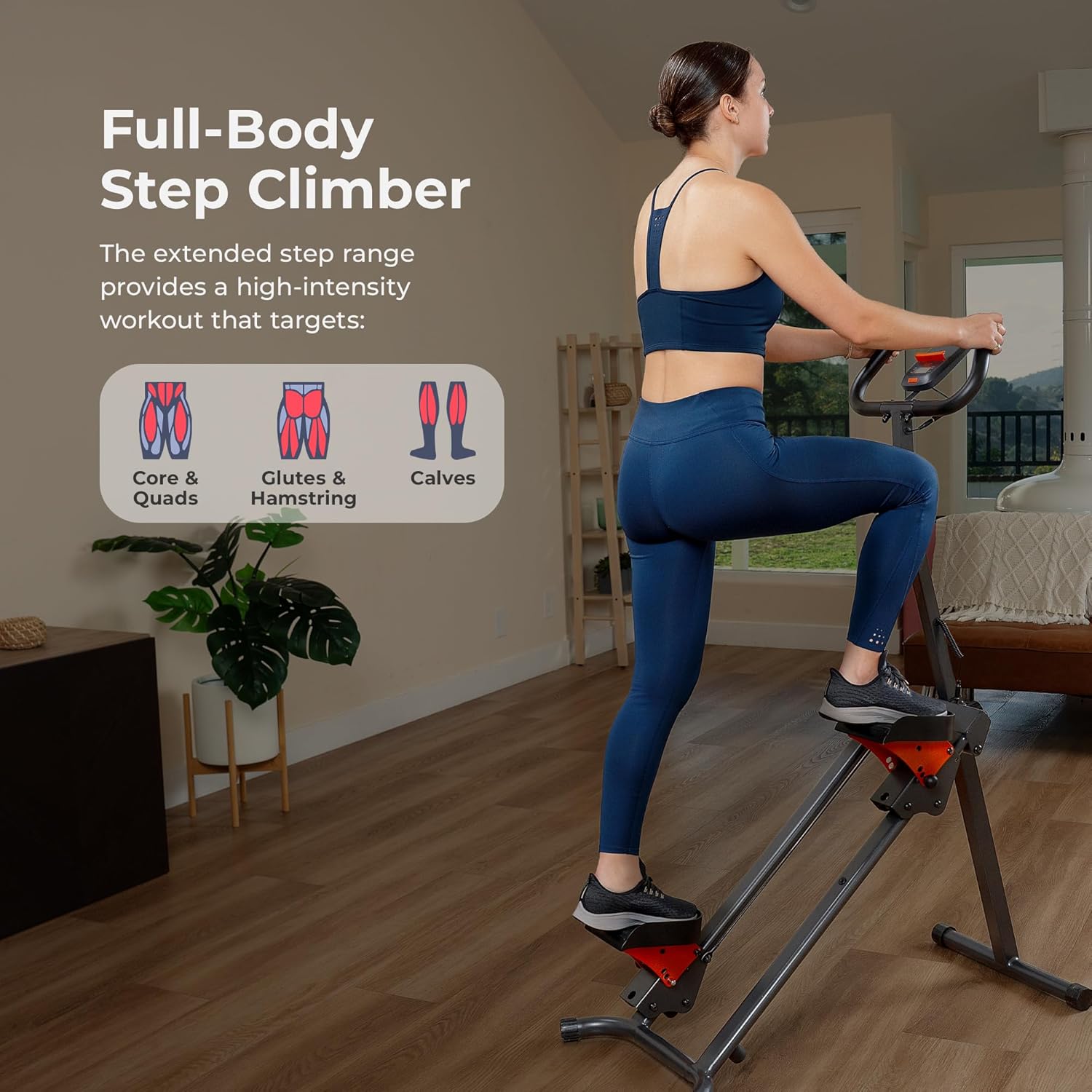 Sunny Health & Fitness Stair Stepper - Handlebar Climber Machine for Legs & Glutes | Free SunnyFit App Included