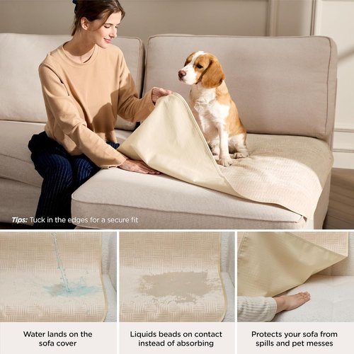 Bedsure Waterproof Dog Bed Cover - Washable Cozy Blanket for King Bed & Sofa, Sandy Tan, Cal King 82x120 IN