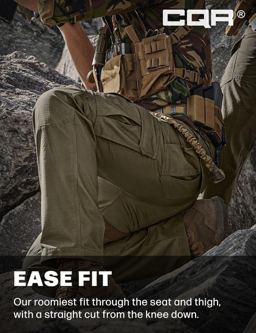 CQR Men's Tactical Pants - Lightweight Water Resistant Ripstop Cargo for Hiking & Outdoor Use