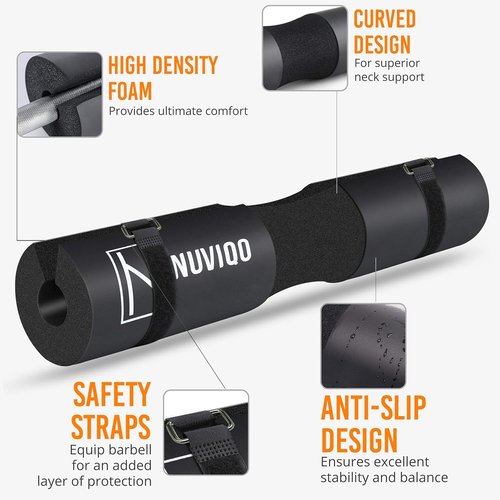 Barbell Pad - Squat & Hip Thrust Cushion for Standard/Olympic Bars | Comfort for Neck & Shoulders