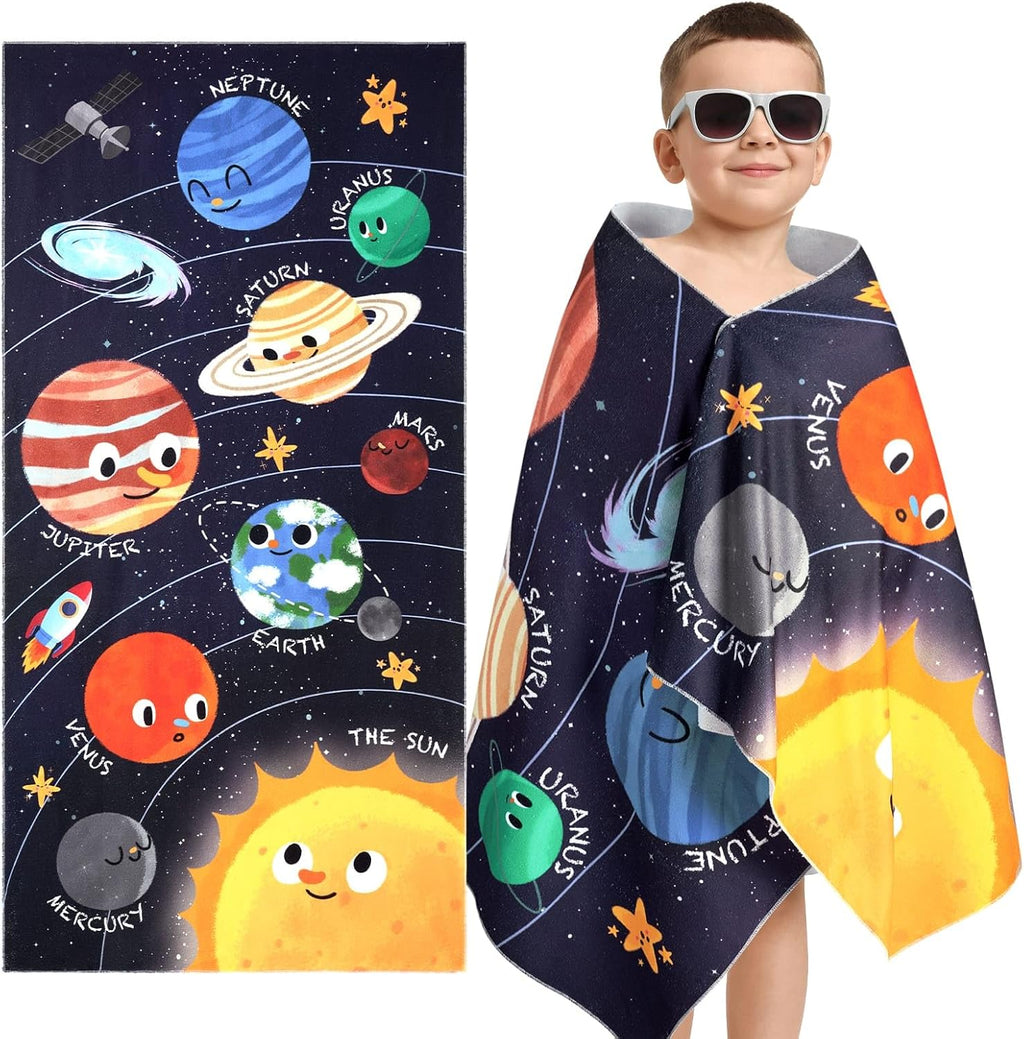 WERNNSAI Kids Beach Towel - 30” x 60” Ultra Absorbent Sand-Free Swim Towel for Boys | Quick-Dry Soft Blanket