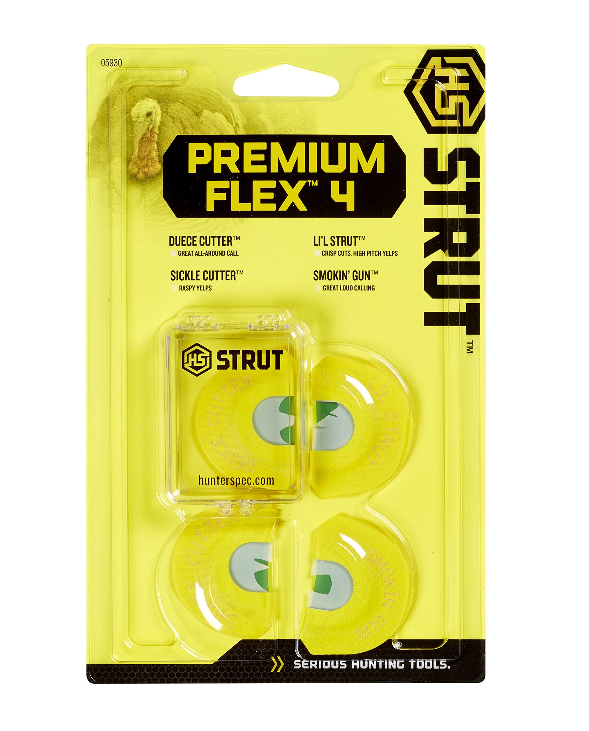 Hunters Specialties Strut Realistic Sounds Premium Flex Four Turkey Diaphragm Mouth Calls Combo, 4 Pack