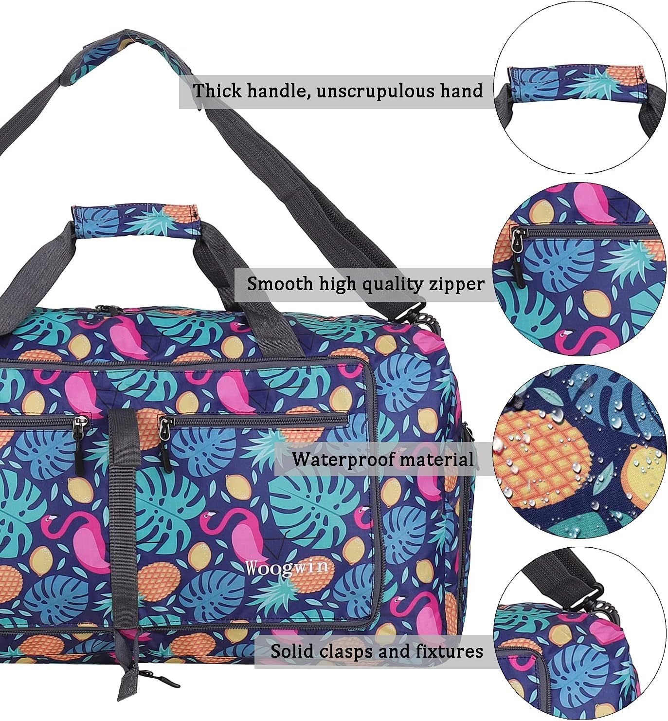 Woogwin Travel Duffel Bag - Large Waterproof Foldable Design for Gym, Beach & Sports Activities