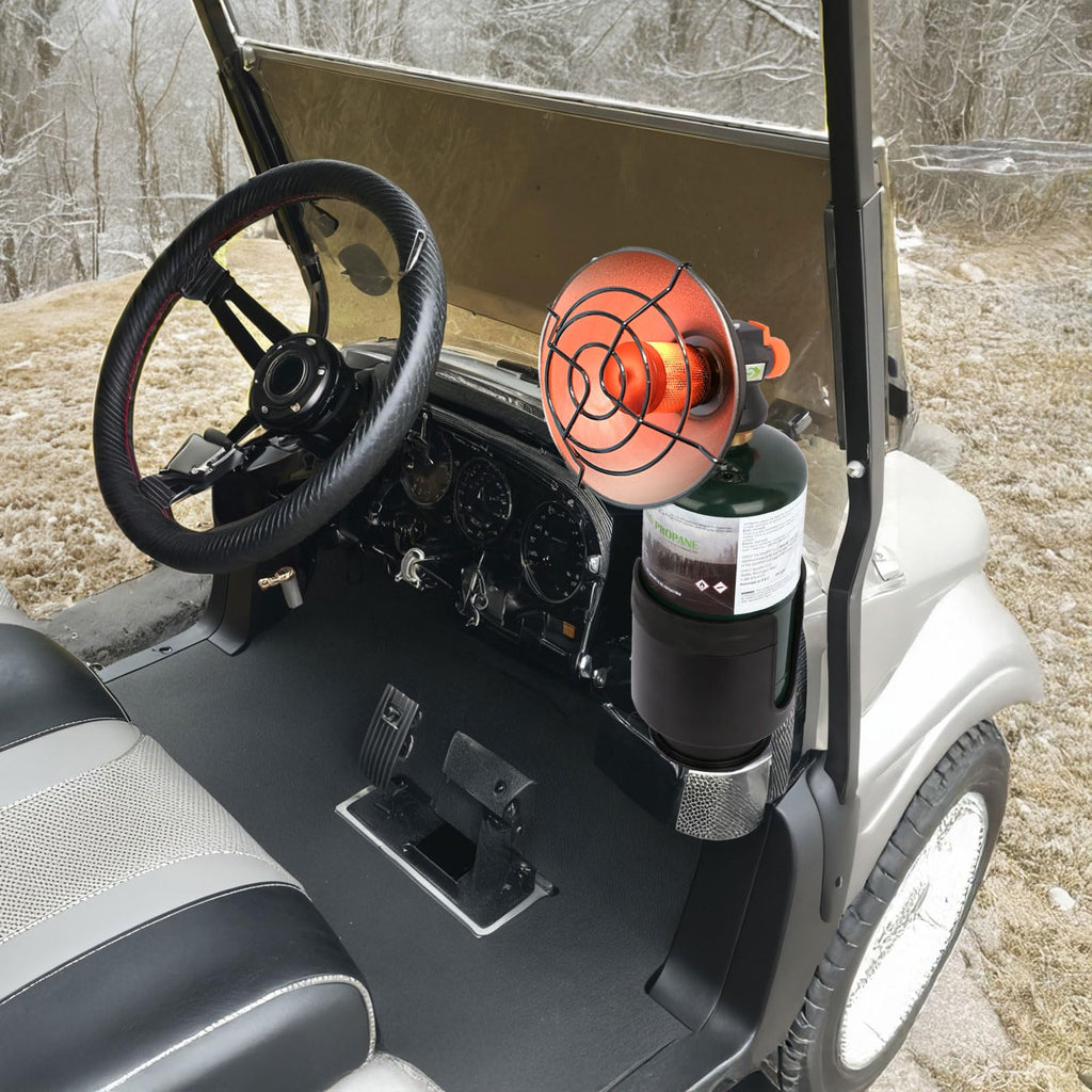 WishDirect Golf Cart Cup Holder Adapter, Universal Expandable Golf Cart Heater Holder Compatible with 16 Oz/1 Lb Propane Tank and Most Golf Carts