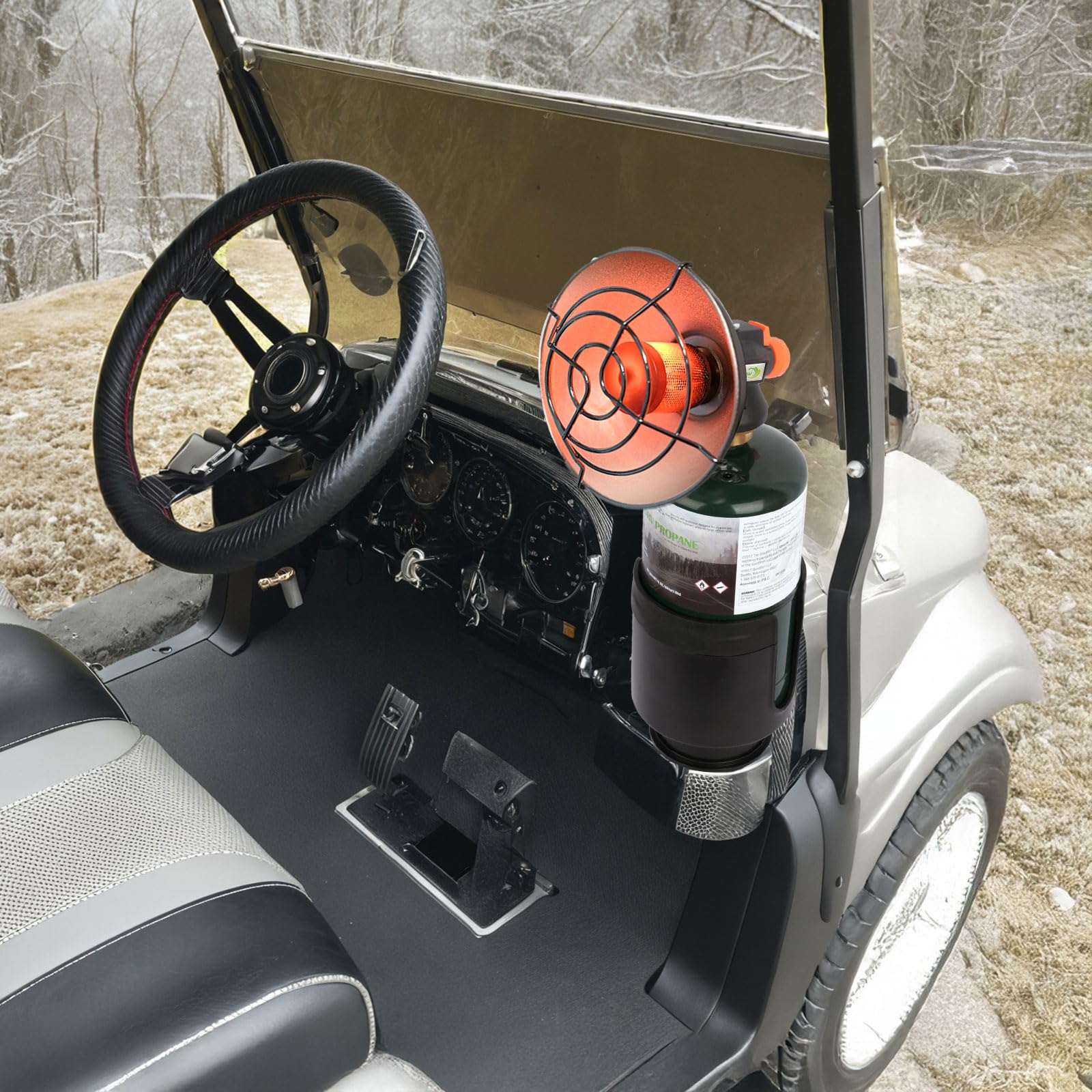 WishDirect Golf Cart Cup Holder Adapter, Universal Expandable Golf Cart Heater Holder Compatible with 16 Oz/1 Lb Propane Tank and Most Golf Carts